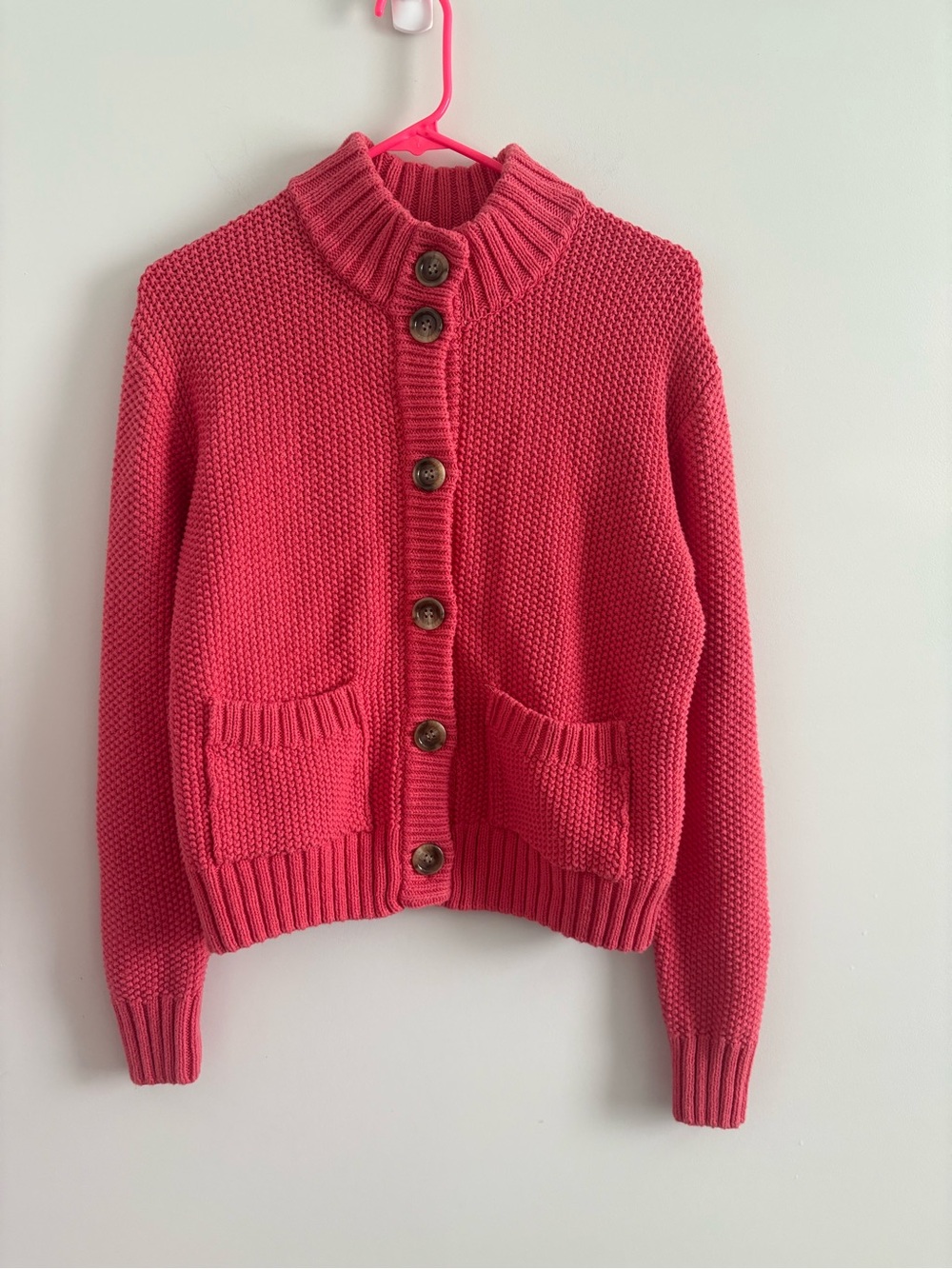 Magaschoni Pink Chunky Knit Button Cardigan